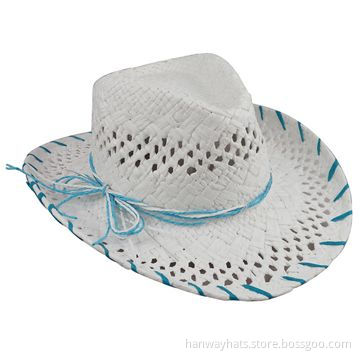 Cheap Cowboy Hat, Made of Paper Straw, with Self Band and Bow